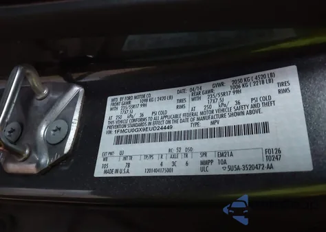2014 Ford Escape Se from USA, damaged, VIN 1FMCU0GX9EUD24449